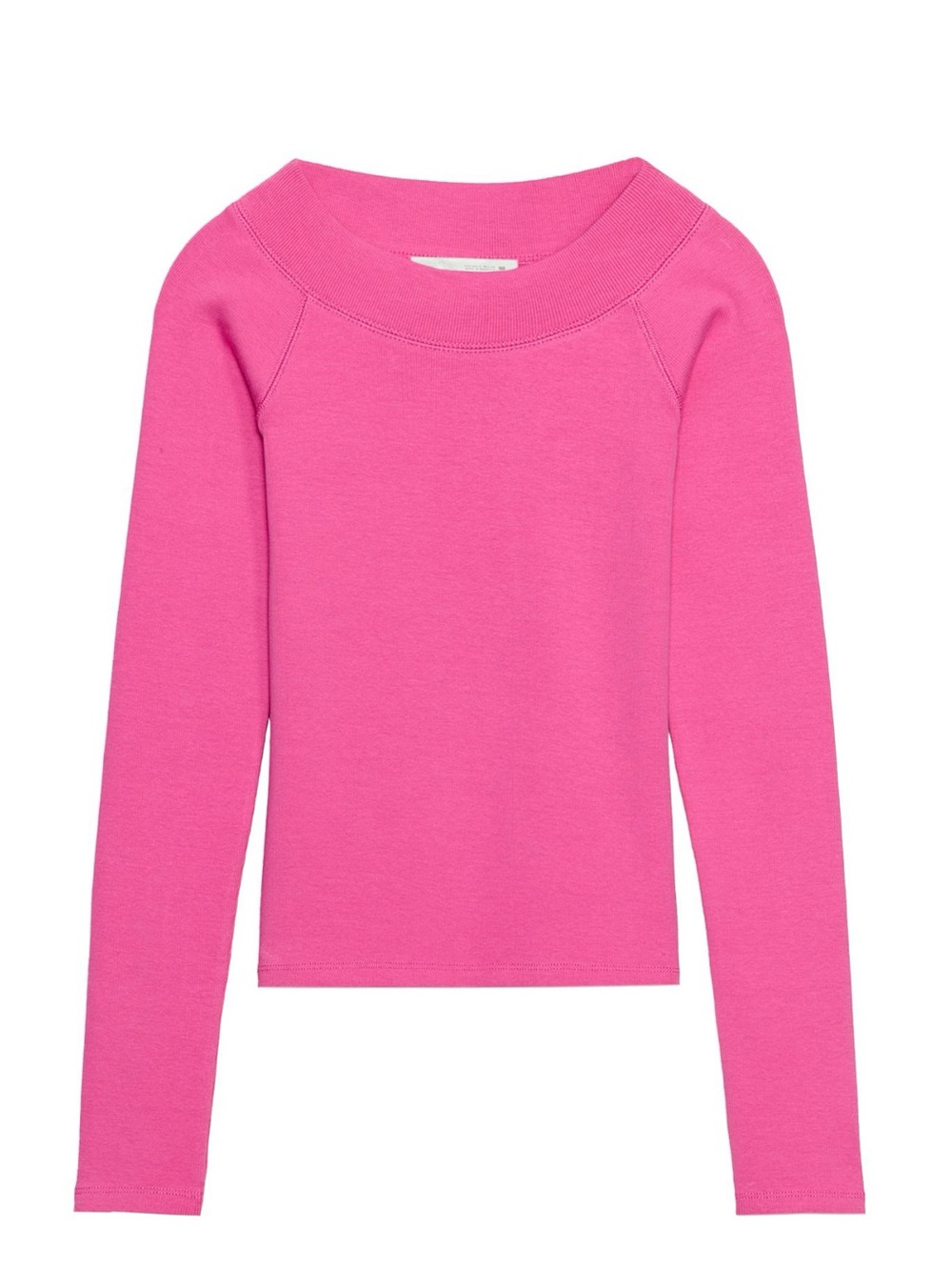 Zara Bright Pink Ribbed Boat Neck Top
